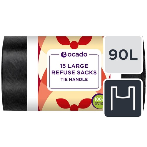 Ocado Large Black  Tie Handle Refuse Sacks