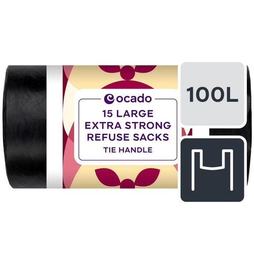 Ocado Large Black  Extra Strong Refuse Sacks