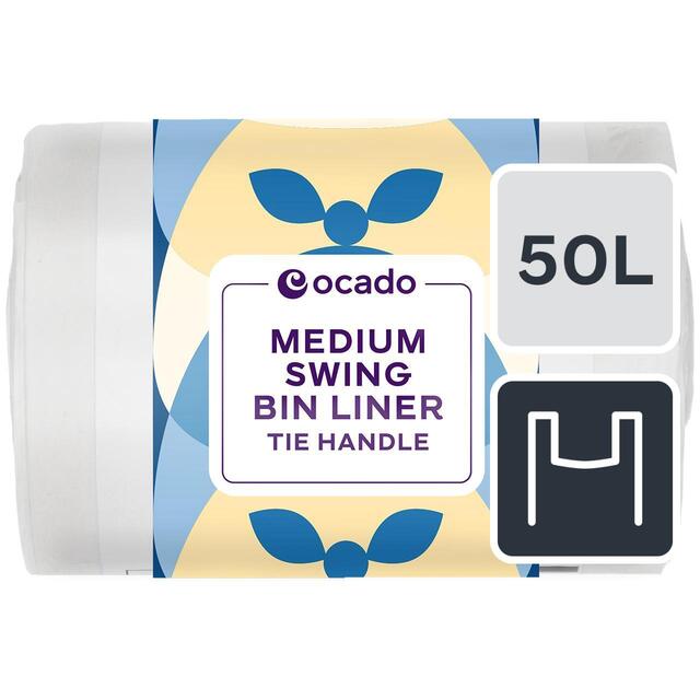Ocado Medium Swing Bin Liner Tie Handles 50L