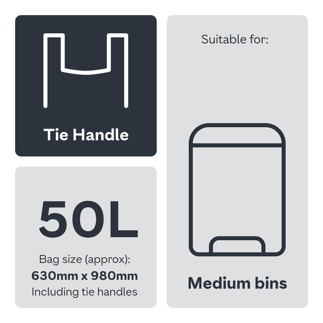 Ocado Medium Swing Bin Liner Tie Handles 50L thumbnail 3