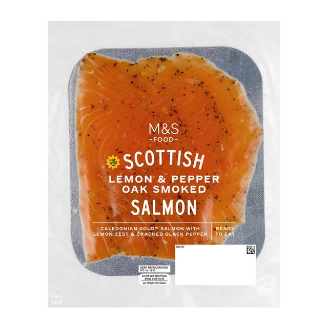 M&S Caledonian Gold Lemon & Pepper Oak Smoked Salmon thumbnail 2