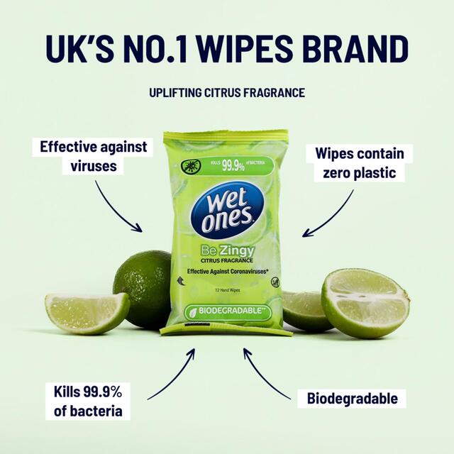 Wet Ones Be Zingy Biodegradable Antibacterial wipes thumbnail 2