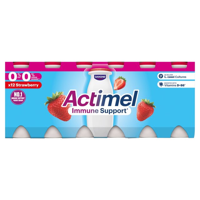 Actimel Strawberry 0% Added Sugar Fat Free Yoghurt Drink thumbnail 2