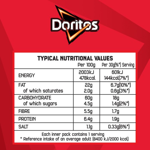 Doritos Chilli Heatwave Tortilla Chips Multipack Crisps thumbnail 3