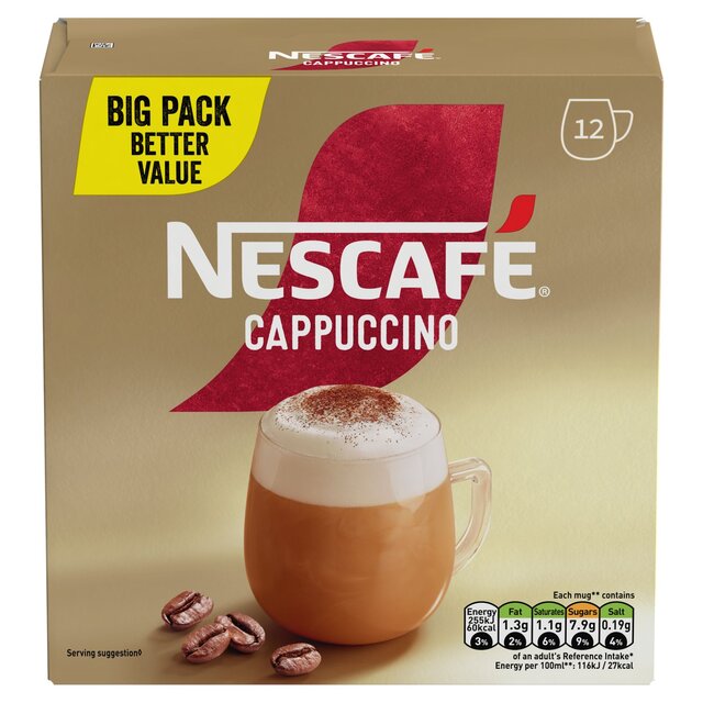 Nescafe Cappuccino Instant Coffee 12 Sachets thumbnail 2