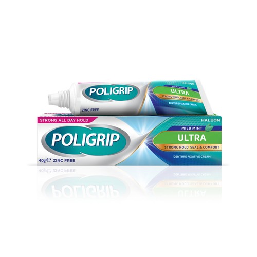 Poligrip Ultra Denture Adhesive Fixative Cream All-Day Hold