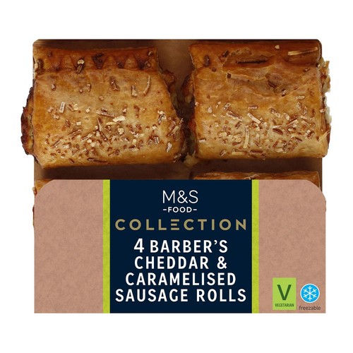 M&S Collection 4 Barber's Cheddar & Caramelised Onion Sausage Rolls