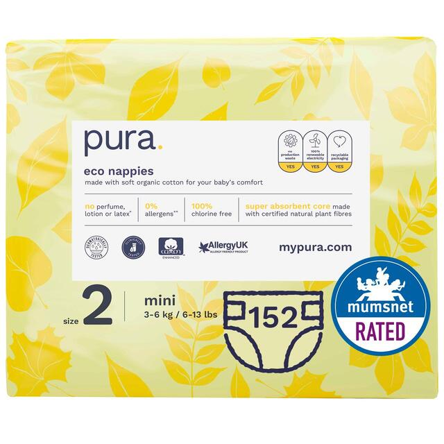 Pura Eco Nappies, Size 2 (3-6kg) thumbnail 2