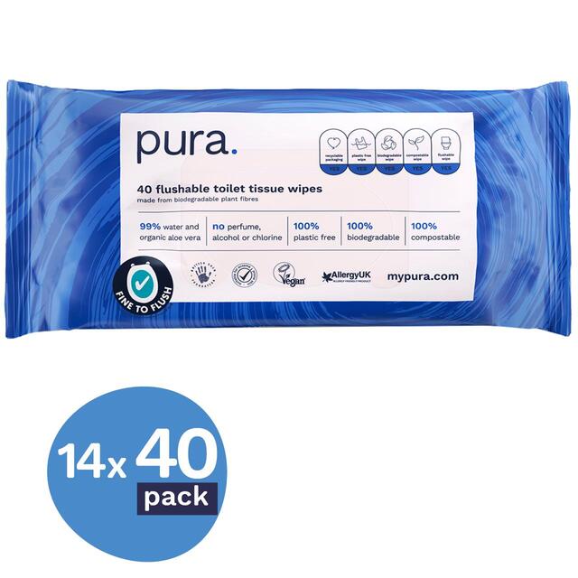 Pura Flushable Toilet Tissue Wipes, Multipack thumbnail 2
