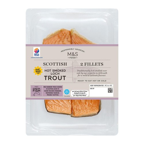 M&S 2 Scottish Hot Smoked Loch Trout Fillets thumbnail 2
