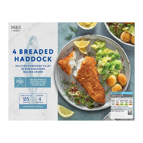 M&S 4 Breaded Haddock Fillets Frozen thumbnail 3