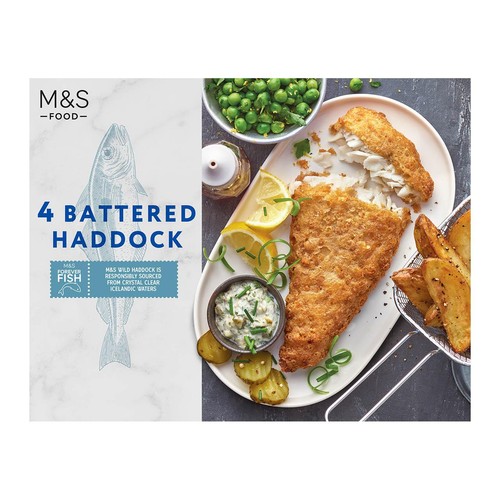 M&S 4 Battered Haddock Fillets Frozen