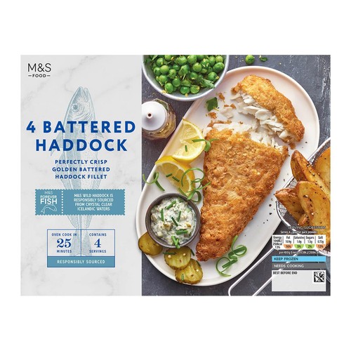 M&S 4 Battered Haddock Fillets Frozen thumbnail 2