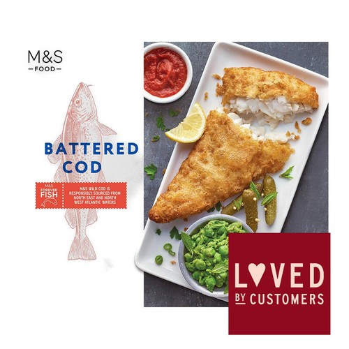 M&S 4 Battered Cod Fillets Frozen