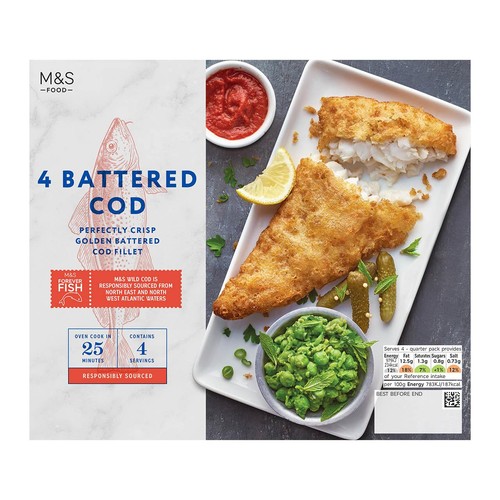 M&S 4 Battered Cod Fillets Frozen thumbnail 6