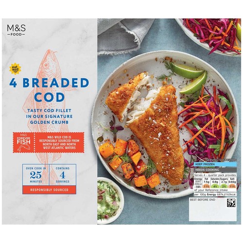 M&S 4 Breaded Cod Fillets Frozen