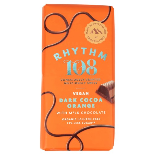 Rhythm 108 Swiss Vegan Dark Cocoa Orange Bar with M'lk Chocolate thumbnail 2