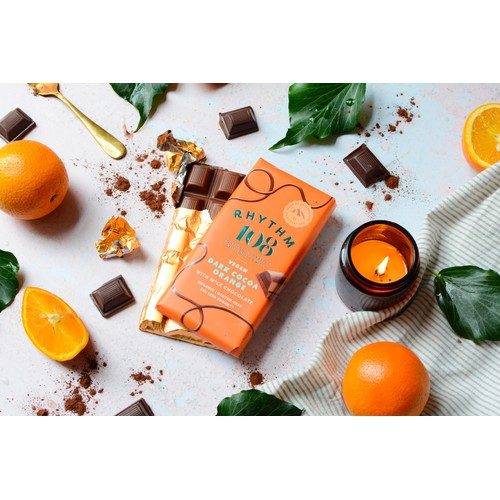 Rhythm 108 Swiss Vegan Dark Cocoa Orange Bar with M'lk Chocolate thumbnail 4