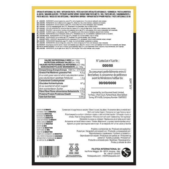 Filotea Lasagne Artisan Egg Pasta thumbnail 2