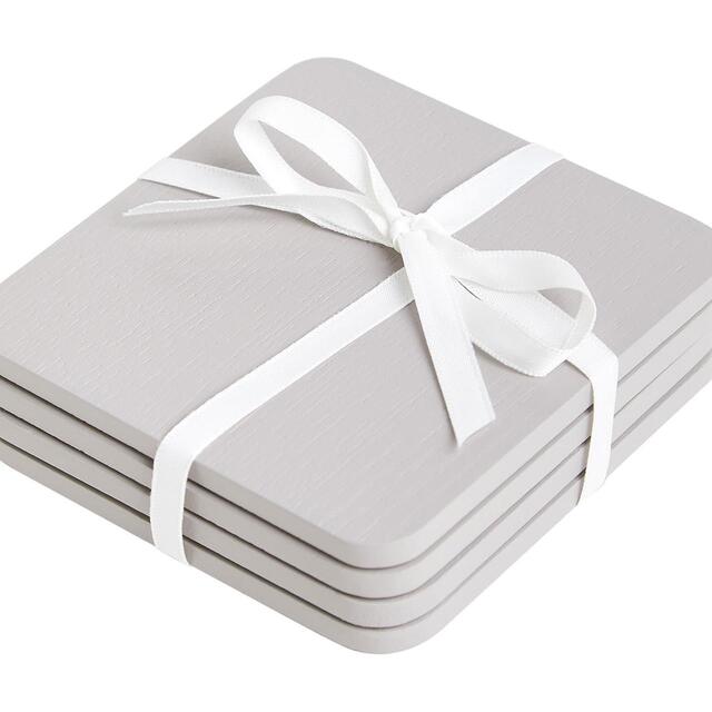 M&S Square Wooden Coasters 'One Size Grey thumbnail 2