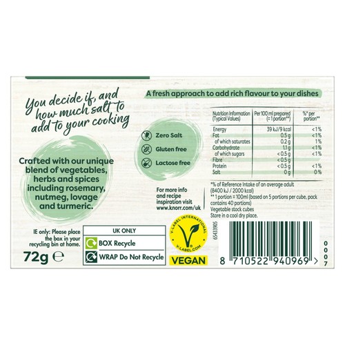 Knorr 8 Vegetable Zero Salt Stock Cubes thumbnail 3