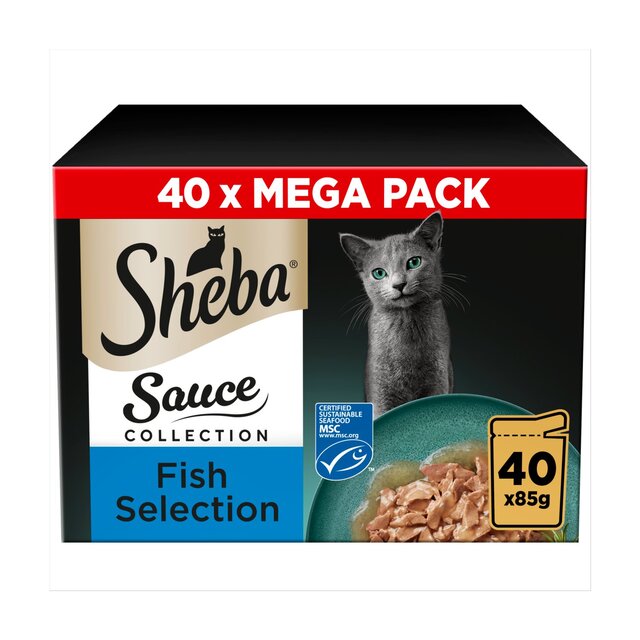 Sheba Sauce Wet Cat Food Pouches MSC Fish Selection in Gravy
