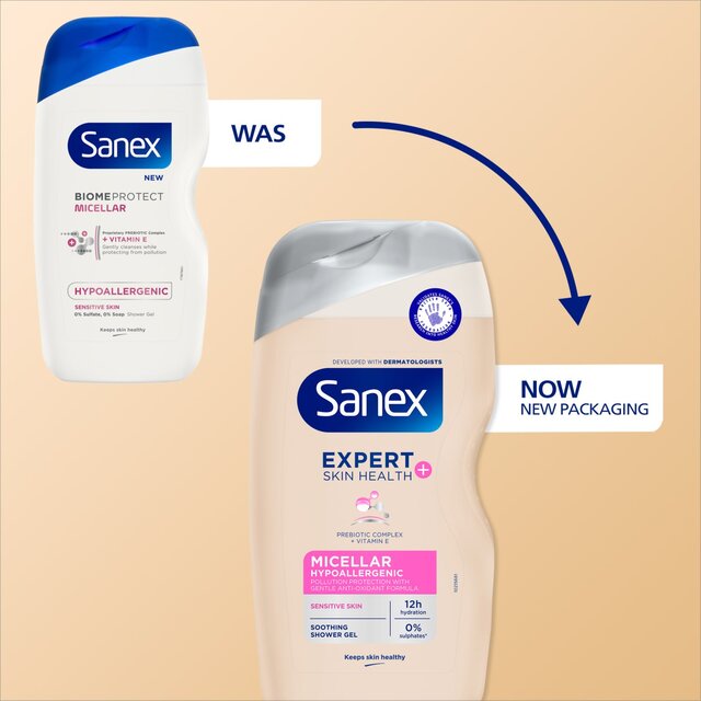 Sanex Expert Skin Health+ Hypoallergenic Soothing Body Wash Shower Gel thumbnail 3