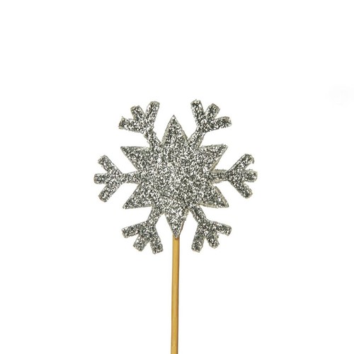 Silver Glitter Snowflake Christmas Cupcake Toppers thumbnail 2