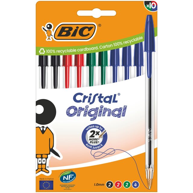 BIC Cristal Original Ballpoint Pens Assorted Box of 10