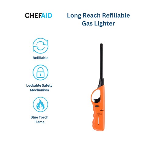 Chef Aid Long Reach Refillable Gas Lighter, Red thumbnail 3