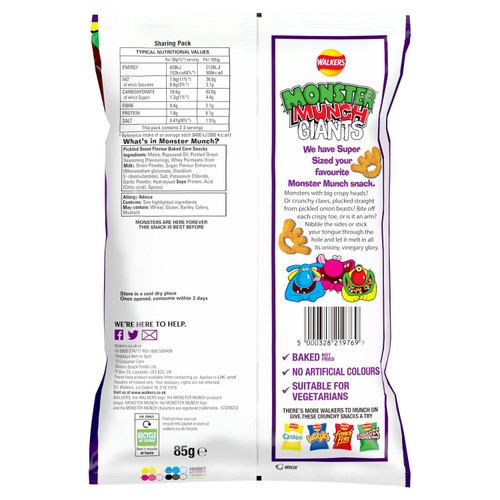 Walkers Monster Munch Giants Pickled Onion Sharing Bag Snacks thumbnail 2