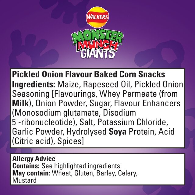 Walkers Monster Munch Giants Pickled Onion Sharing Bag Snacks thumbnail 2