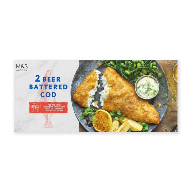 M&S 2 Beer Battered Cod Fillets Frozen