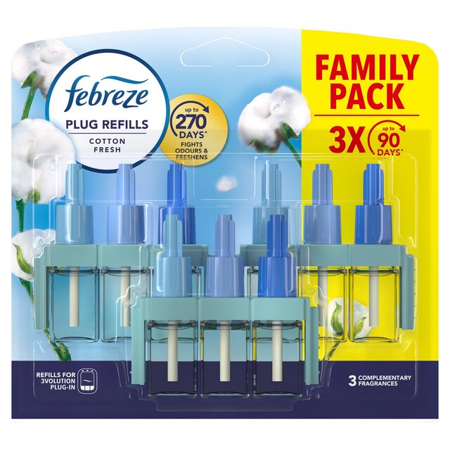 Febreze 3Volution Air Freshener Triple Plug In Refill Cotton Fresh thumbnail 2