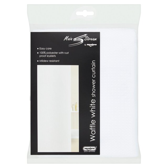 Aqualona Waffle White Shower Curtain thumbnail 2