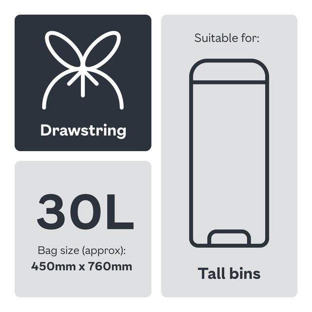 Ocado Tall Kitchen Bin Liner 30L thumbnail 3