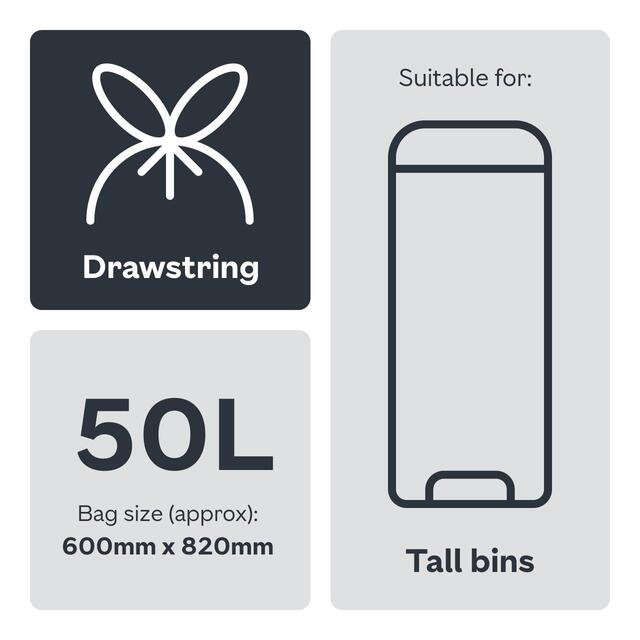 Ocado Tall Kitchen Bin Liner 50L thumbnail 3