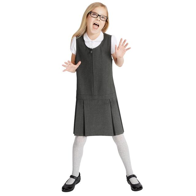 M&S Girls Crease Resistant School Pinafores, 3-4 Years, Grey thumbnail 4
