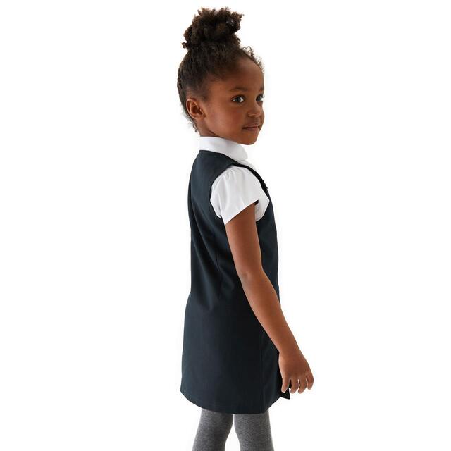 M&S Girls Crease Resistant School Pinafores, 3-4 Years, Navy thumbnail 3