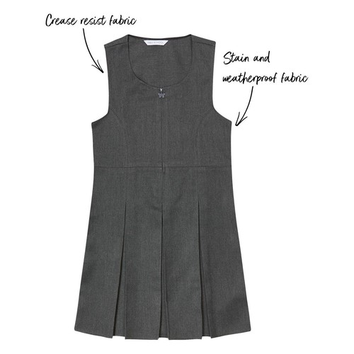M&S Girls Permanent Pleats School Pinafore, 3-4 Years, Grey thumbnail 2