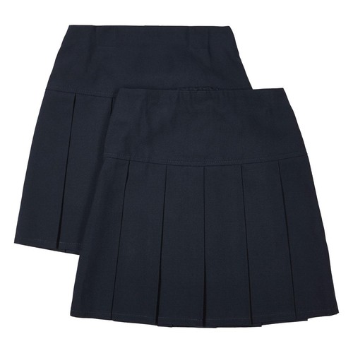 M&S Girls Crease Resistant School Skirts, 11-12 Years, Navy thumbnail 2
