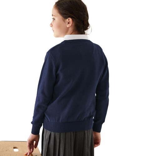 M&S Pure Cotton School Jumper, 4-5 Years, Navy thumbnail 4