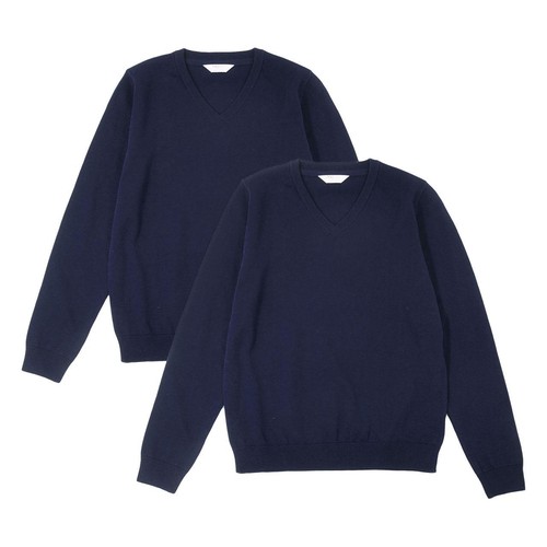 M&S Pure Cotton School Jumper, 7-8 Years, Navy thumbnail 2