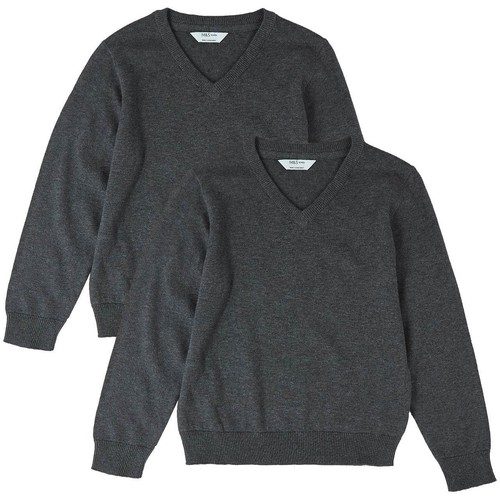 M&S Pure Cotton School Jumper, 3-4 Years, Grey thumbnail 3