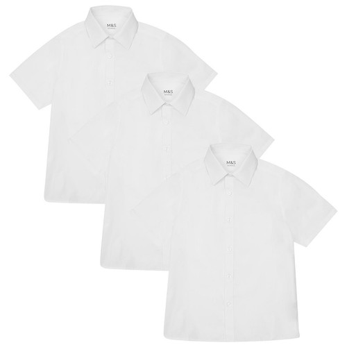 M&S Boys, Easy Iron School Shirts, 13-14 Years, White thumbnail 2