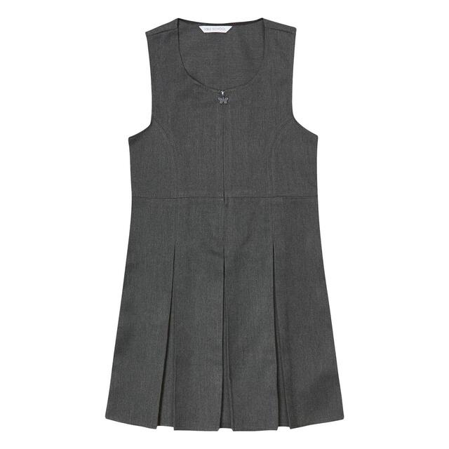 M&S Girls Permanent Pleats School Pinafore, 3-10 Years, Grey thumbnail 2
