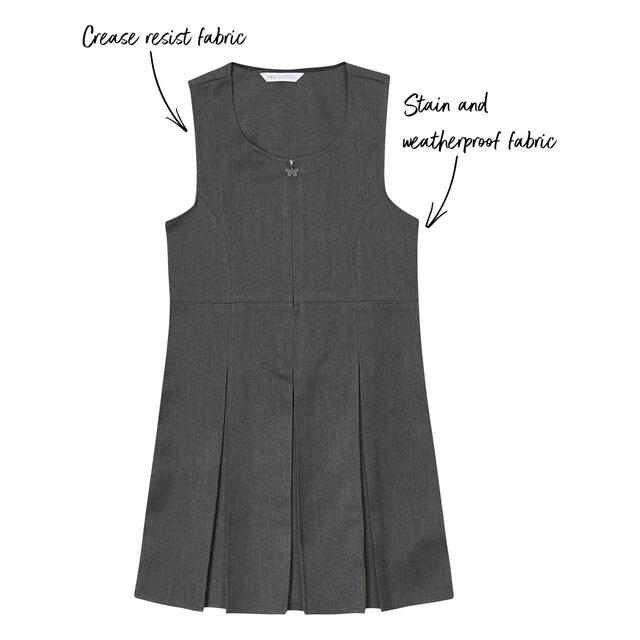 M&S Girls Permanent Pleats School Pinafore, 3-10 Years, Grey thumbnail 3