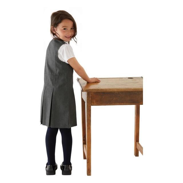 M&S Girls Permanent Pleats School Pinafore, 3-10 Years, Grey thumbnail 4