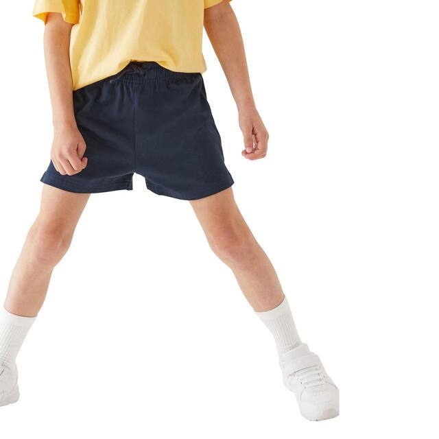 M&S 2pk Navy Pure Cotton School Shorts, 4-11 Years thumbnail 3