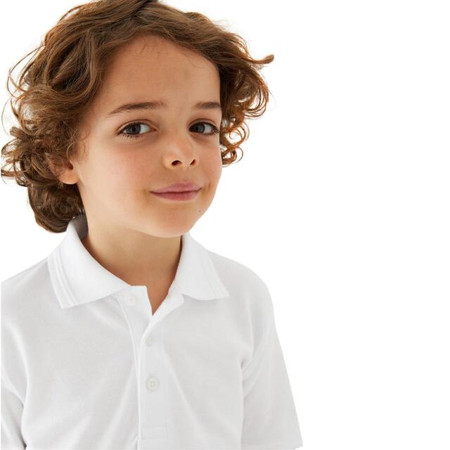 M&S Boys 2pk Stain Resist School Polo Shirts, 3-14 Years, White thumbnail 5